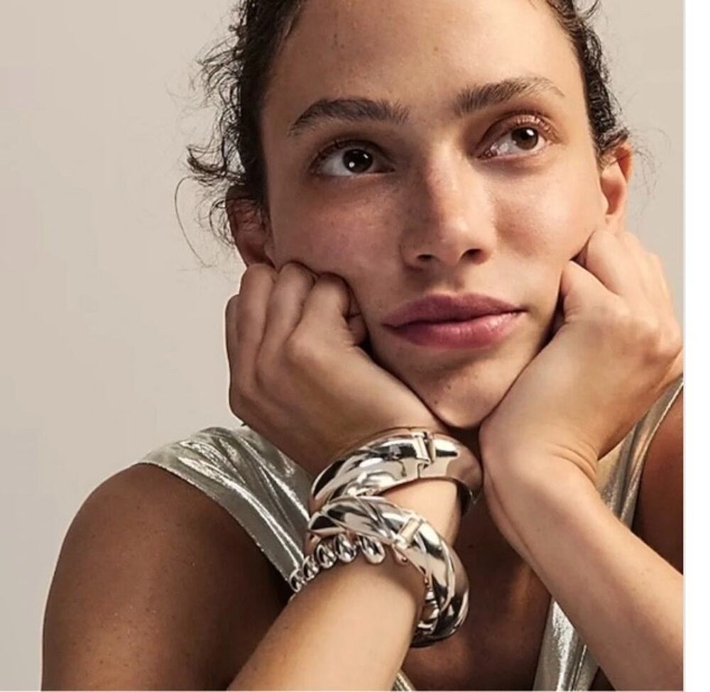 New! J. CREW Ridged Cuff Bangle BRACELET Silver Tone